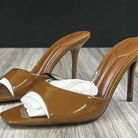 ZARA Patent Leather Stilleto Heeled sandals - Picture 2 of 10